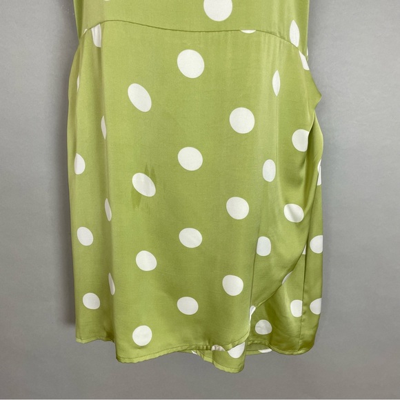 NWT Lulus Halter Mini Dress The Best Spot Green Polka Dot Satin Medium Backless - Picture 9 of 15